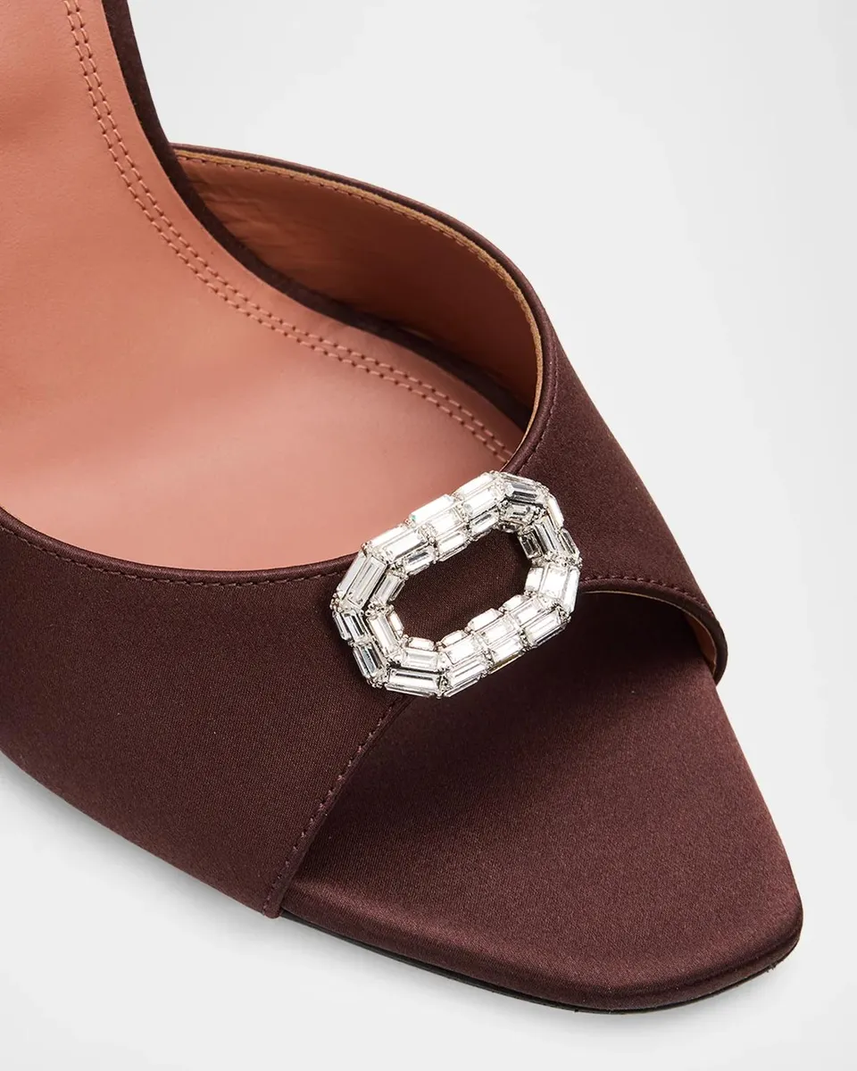 Amina Muaddi 95mm Mini Camelia Satin Mules | Thumbnail 3 Amina Muaddi 95mm Mini Camelia Satin Mules | Thumbnail 3