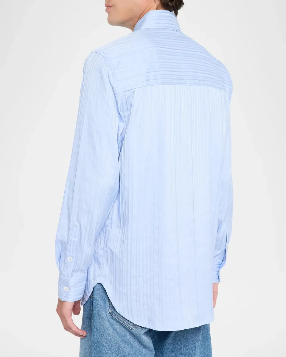 Simkhai Men's Tristan Tonal Stripe Button-Front Shirt | Thumbnail 3 Simkhai Men's Tristan Tonal Stripe Button-Front Shirt | Thumbnail 3