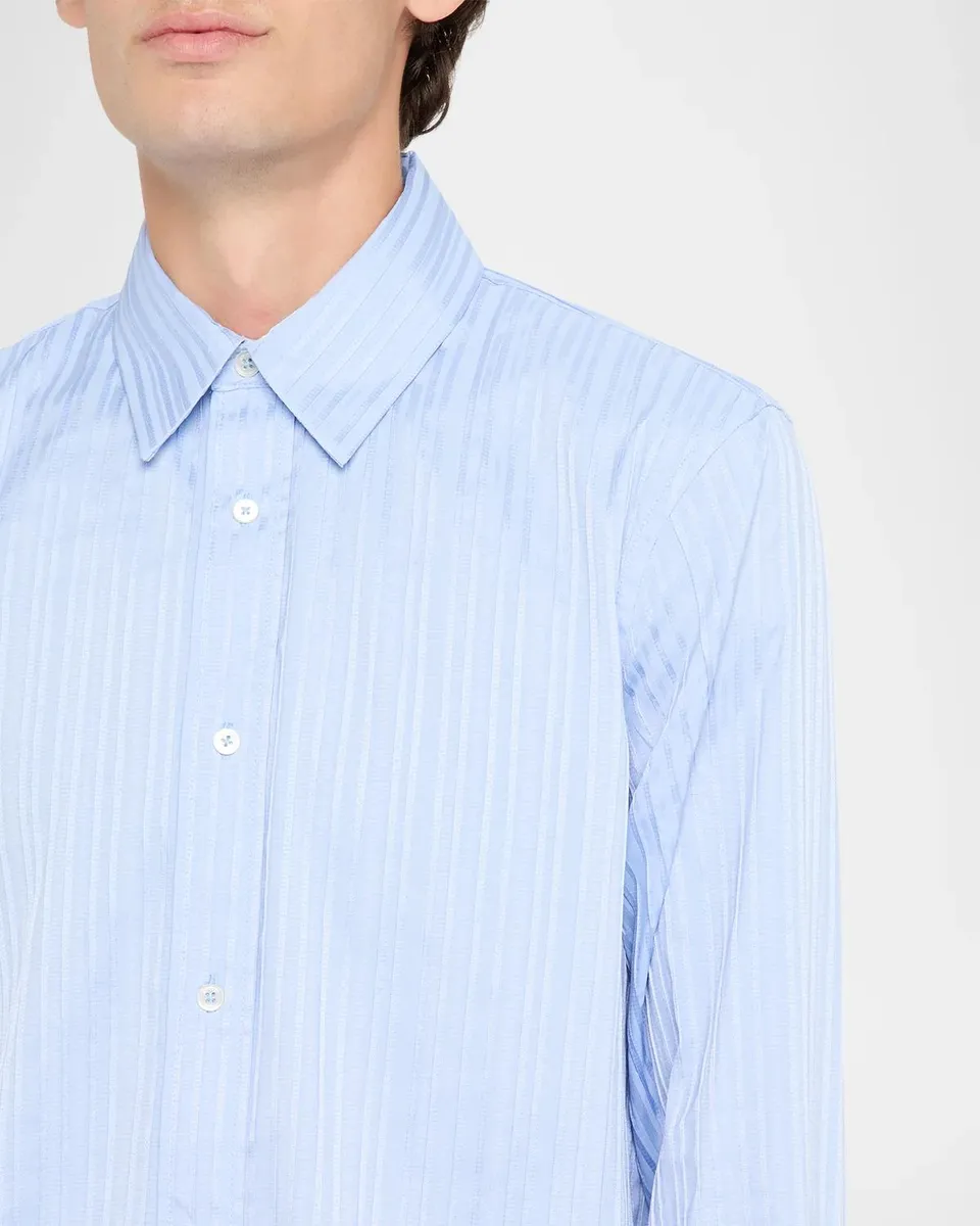 Simkhai Men's Tristan Tonal Stripe Button-Front Shirt | Thumbnail 5 Simkhai Men's Tristan Tonal Stripe Button-Front Shirt | Thumbnail 5