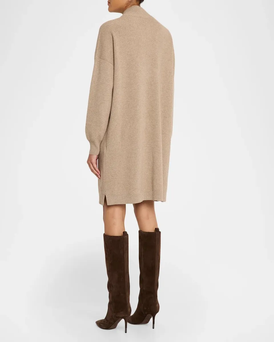 Brunello Cucinelli Wool-Cashmere Knit Monili Half-Zip Dress | Thumbnail 3 Brunello Cucinelli Wool-Cashmere Knit Monili Half-Zip Dress | Thumbnail 3