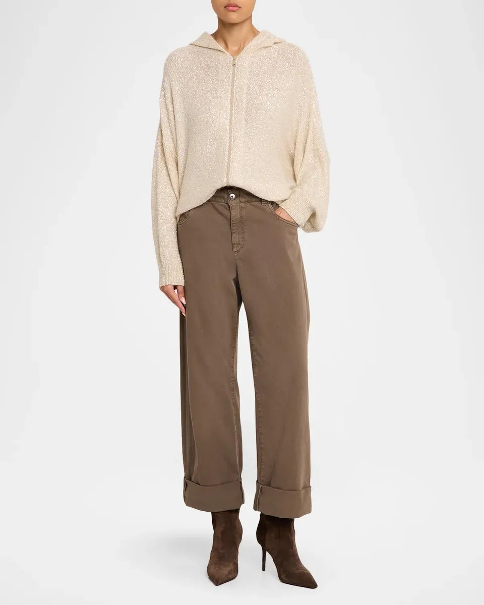 Brunello Cucinelli Shimmering Mohair-Blend Hooded Zip Cardigan | Thumbnail 2 Brunello Cucinelli Shimmering Mohair-Blend Hooded Zip Cardigan | Thumbnail 2