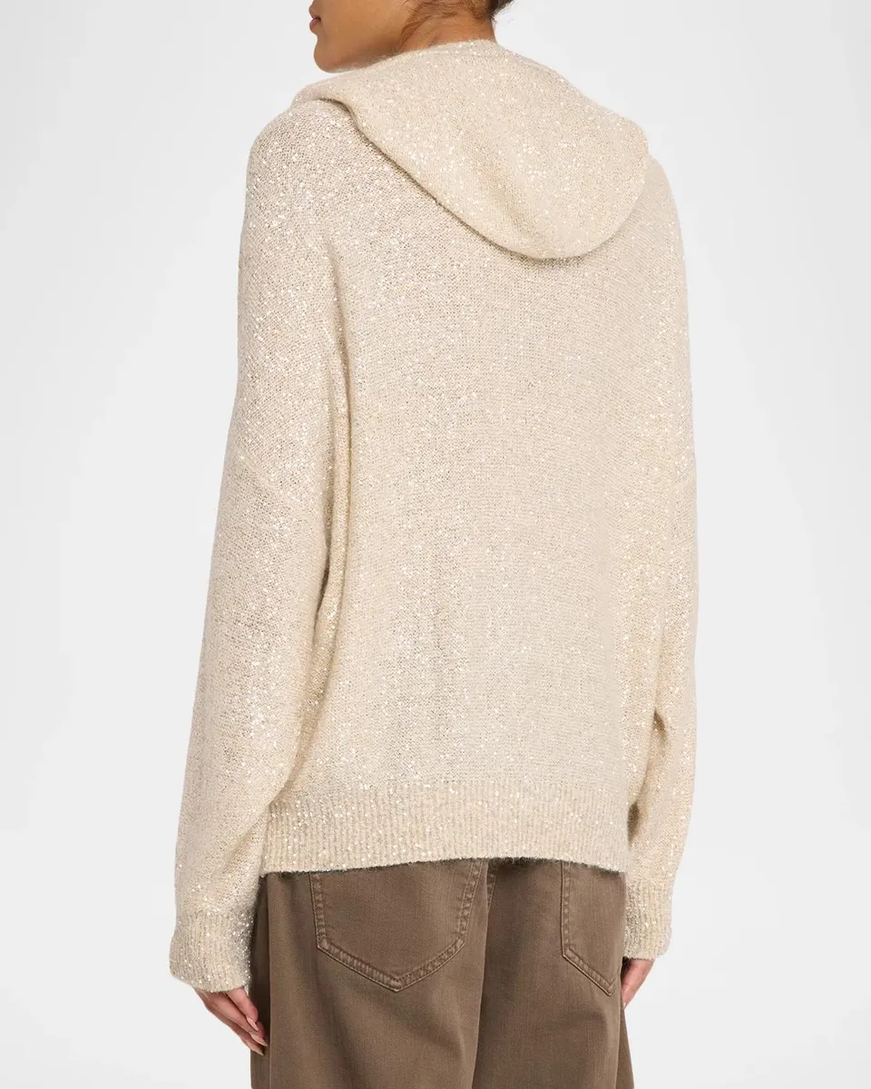 Brunello Cucinelli Shimmering Mohair-Blend Hooded Zip Cardigan | Thumbnail 3 Brunello Cucinelli Shimmering Mohair-Blend Hooded Zip Cardigan | Thumbnail 3