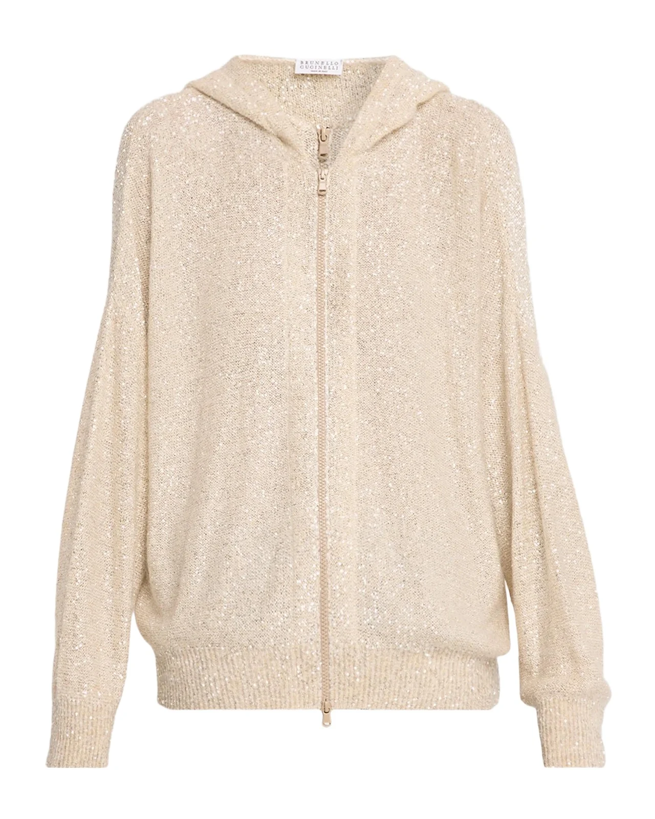 Brunello Cucinelli Shimmering Mohair-Blend Hooded Zip Cardigan