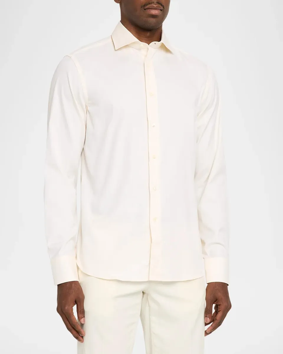 Canali Men's Cotton Pinpoint Sport Shirt | Thumbnail 4 Canali Men's Cotton Pinpoint Sport Shirt | Thumbnail 4