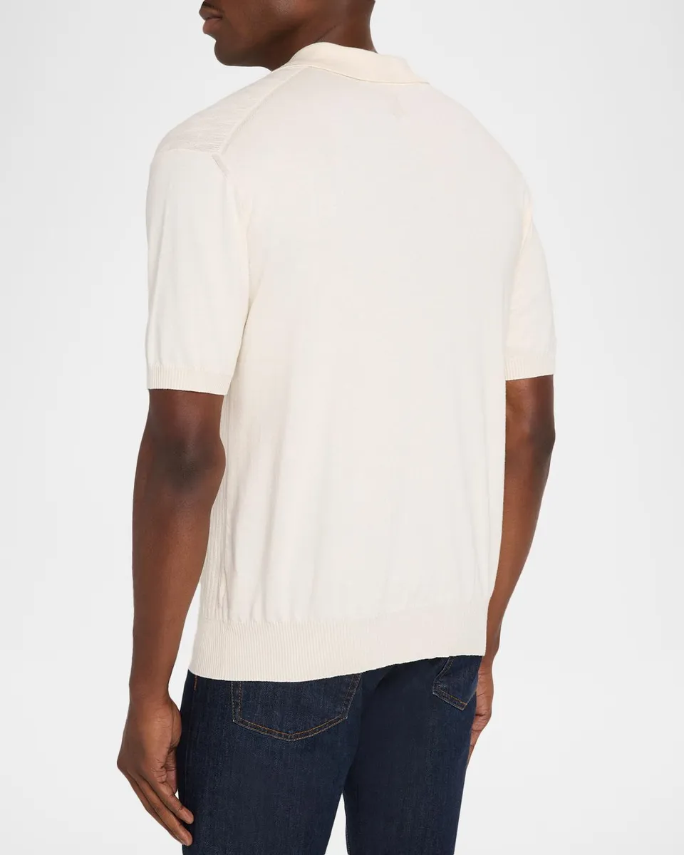 Canali Men's Jacquard Cotton Knit Polo Shirt | Thumbnail 3 Canali Men's Jacquard Cotton Knit Polo Shirt | Thumbnail 3