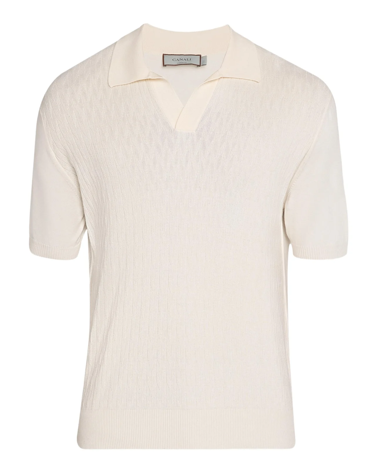 Canali Men's Jacquard Cotton Knit Polo Shirt