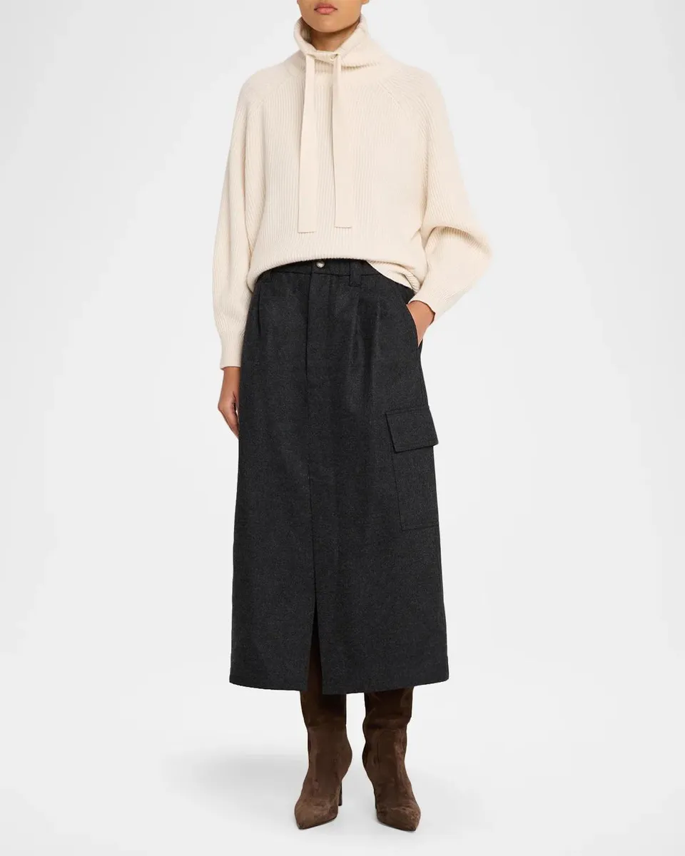 Brunello Cucinelli Turtleneck Chunky English Rib Cashmere Hoodie | Thumbnail 2