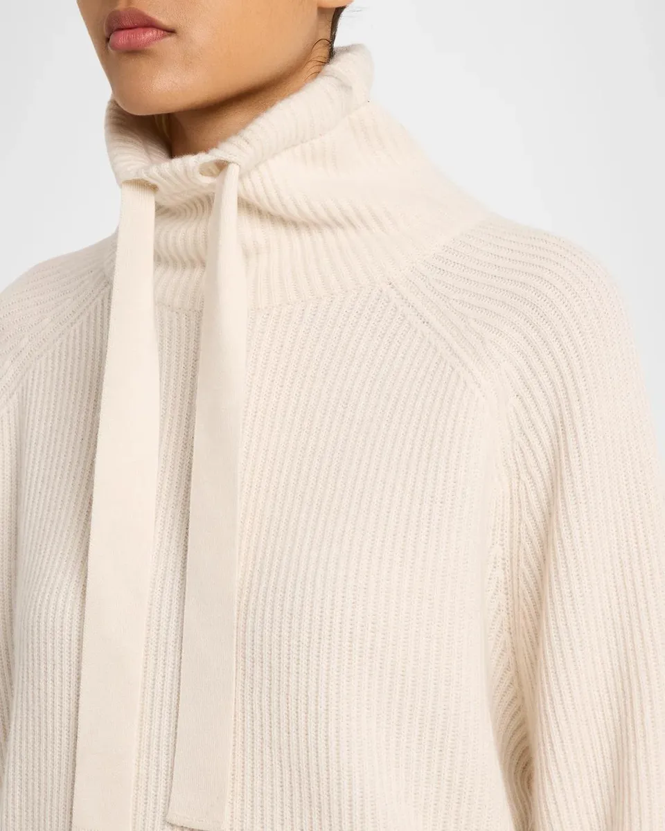 Brunello Cucinelli Turtleneck Chunky English Rib Cashmere Hoodie | Thumbnail 5
