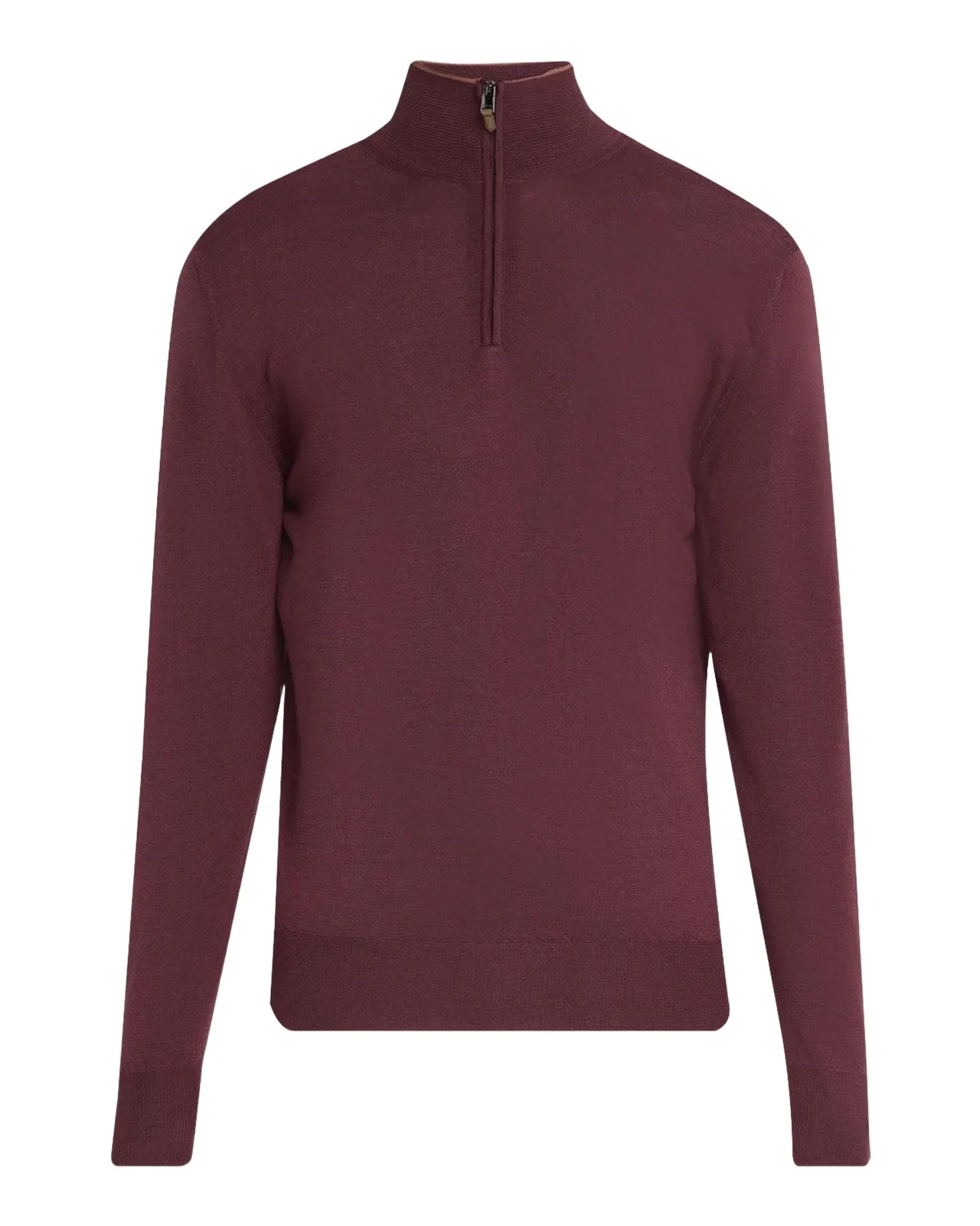 Canali Men's Claret Wool Tipped Half-Zip Sweater