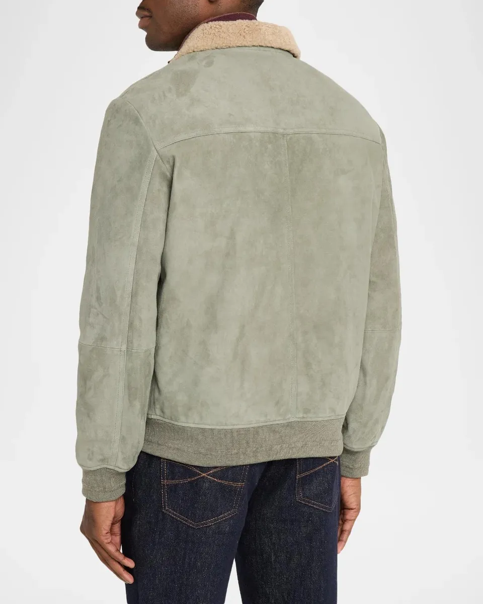Canali Men's Shearling-Collar Suede Jacket | Thumbnail 3 Canali Men's Shearling-Collar Suede Jacket | Thumbnail 3