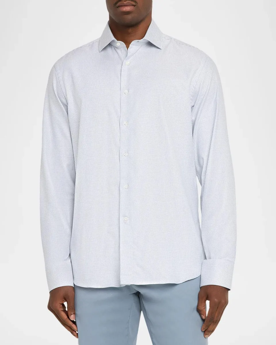 Canali Men's Micro-Check Cotton Sport Shirt | Thumbnail 4 Canali Men's Micro-Check Cotton Sport Shirt | Thumbnail 4