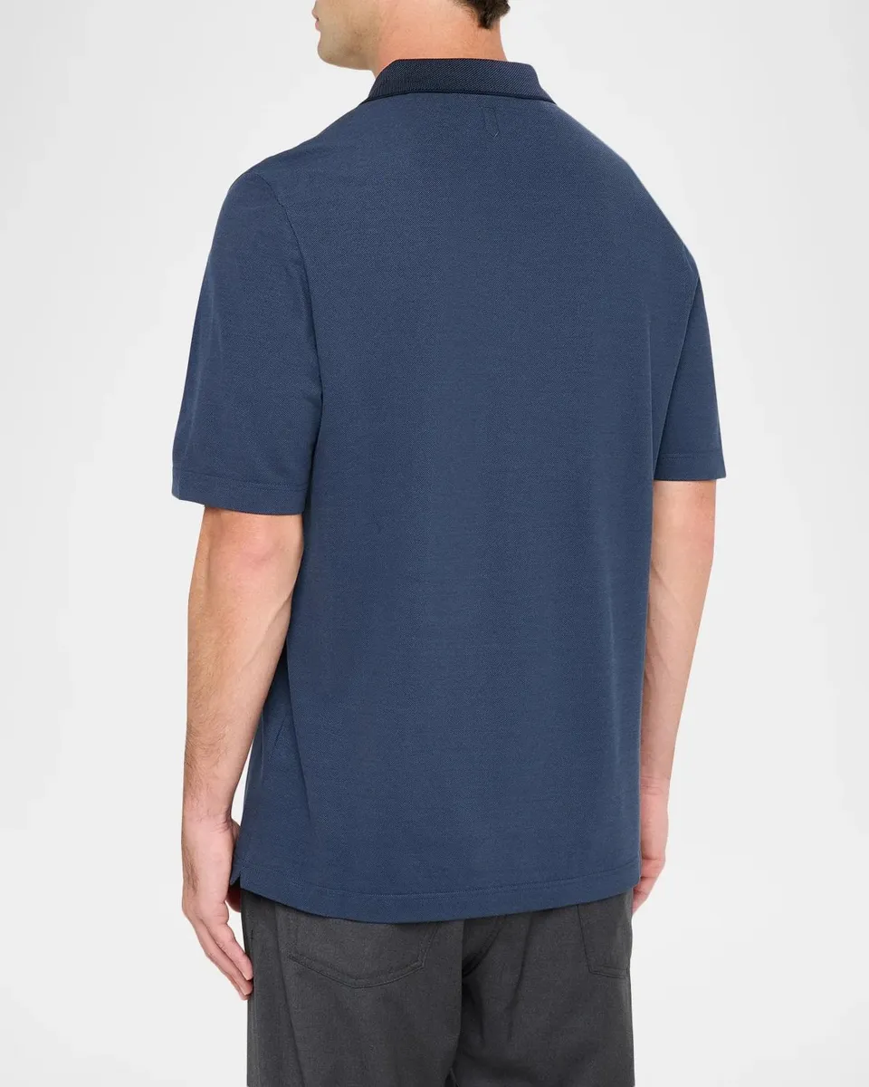 Canali Men's Cotton Pique Polo Shirt | Thumbnail 3 Canali Men's Cotton Pique Polo Shirt | Thumbnail 3