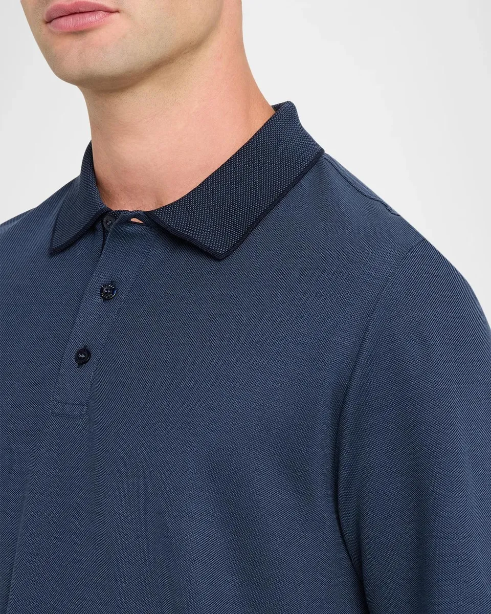 Canali Men's Cotton Pique Polo Shirt | Thumbnail 5 Canali Men's Cotton Pique Polo Shirt | Thumbnail 5