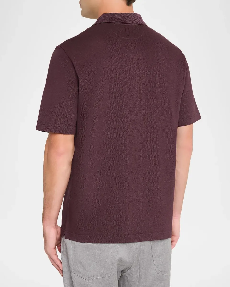 Canali Men's Cotton Pique Polo Shirt | Thumbnail 3 Canali Men's Cotton Pique Polo Shirt | Thumbnail 3