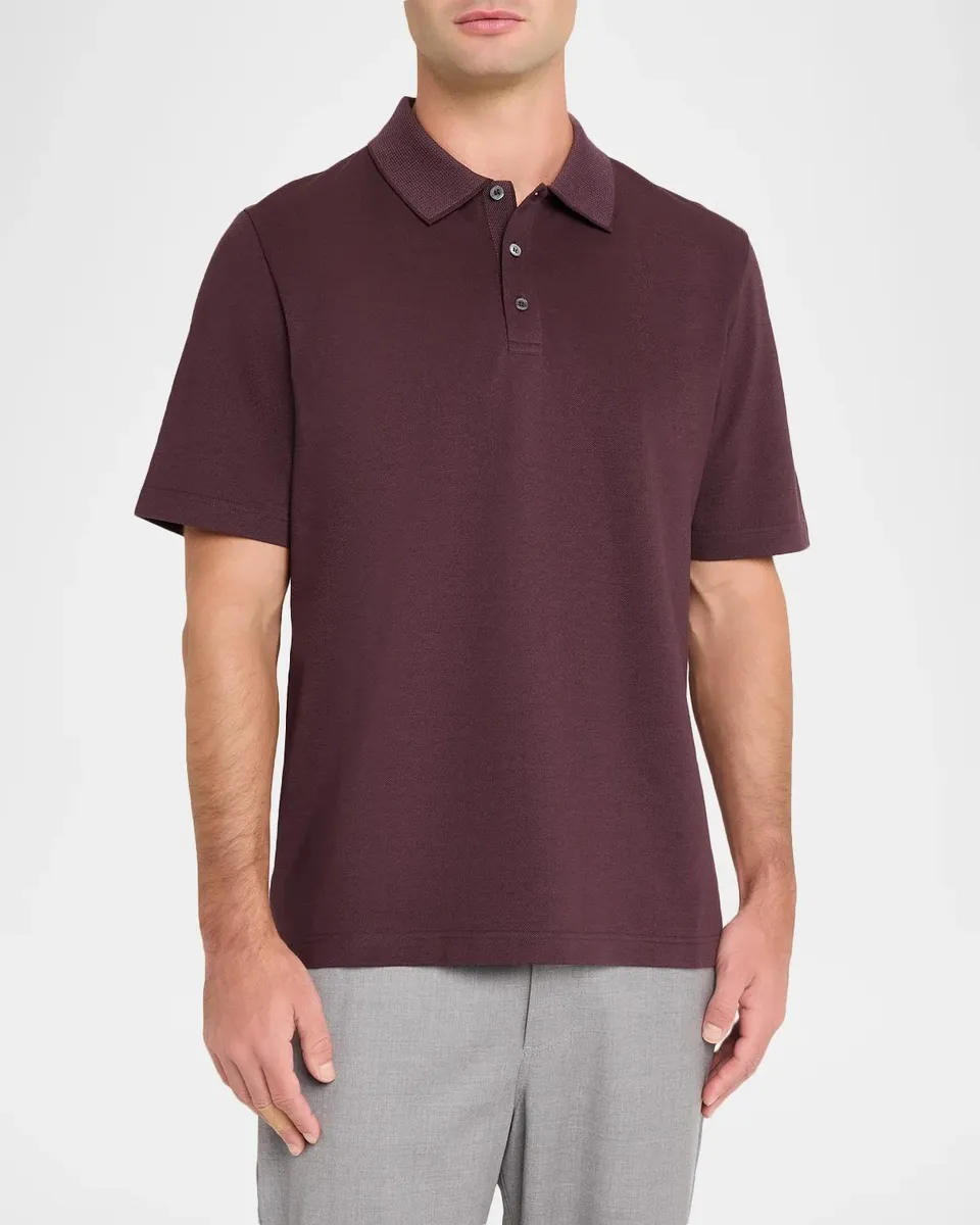 Canali Men's Cotton Pique Polo Shirt | Thumbnail 4 Canali Men's Cotton Pique Polo Shirt | Thumbnail 4
