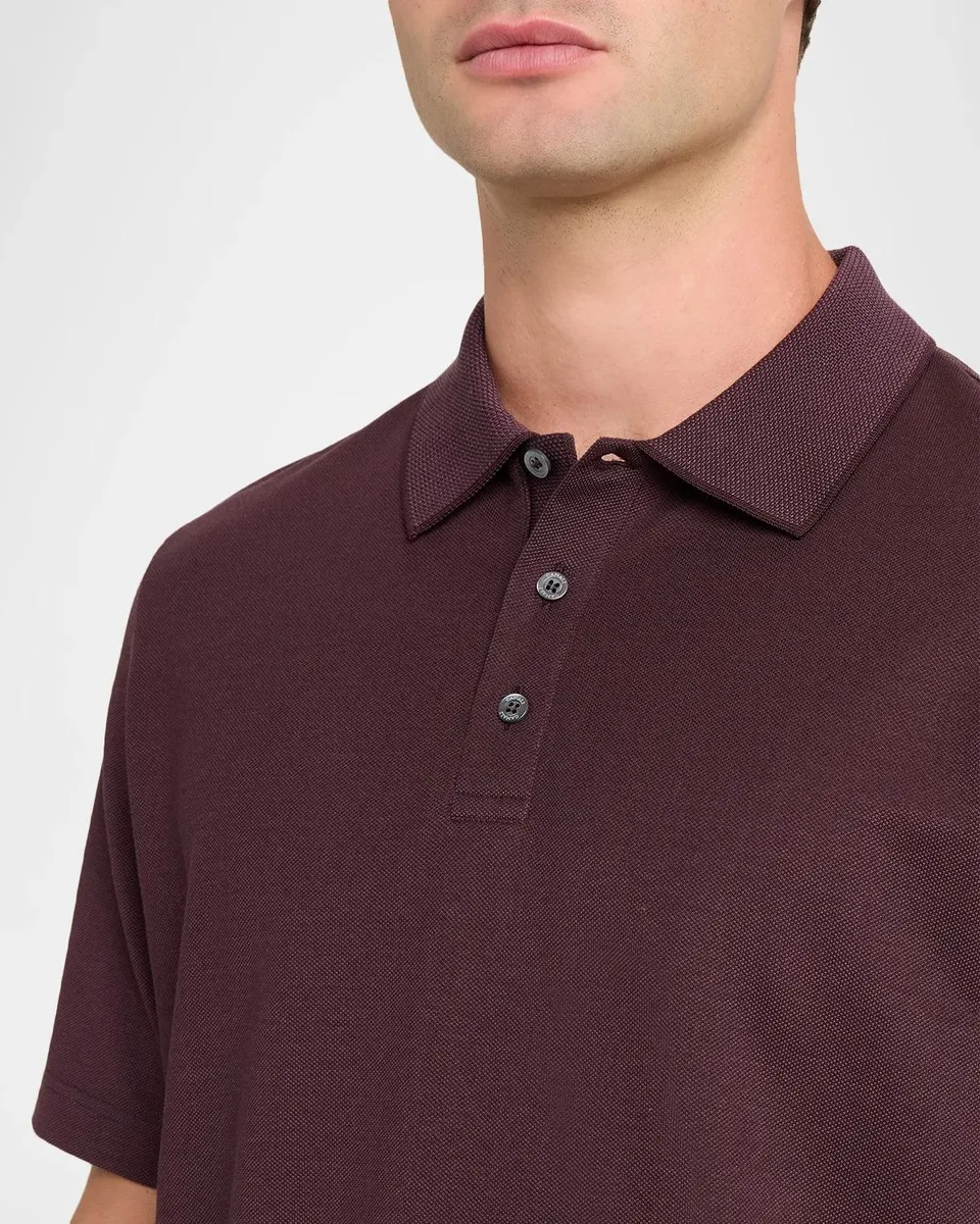 Canali Men's Cotton Pique Polo Shirt | Thumbnail 5 Canali Men's Cotton Pique Polo Shirt | Thumbnail 5