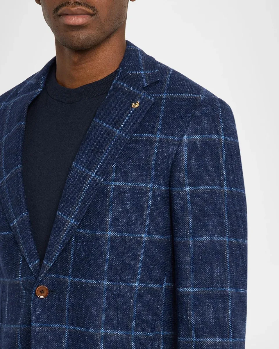 Stefano Ricci Men's Windowpane-Checked Wool-Blend Sport Coat | Thumbnail 5 Stefano Ricci Men's Windowpane-Checked Wool-Blend Sport Coat | Thumbnail 5