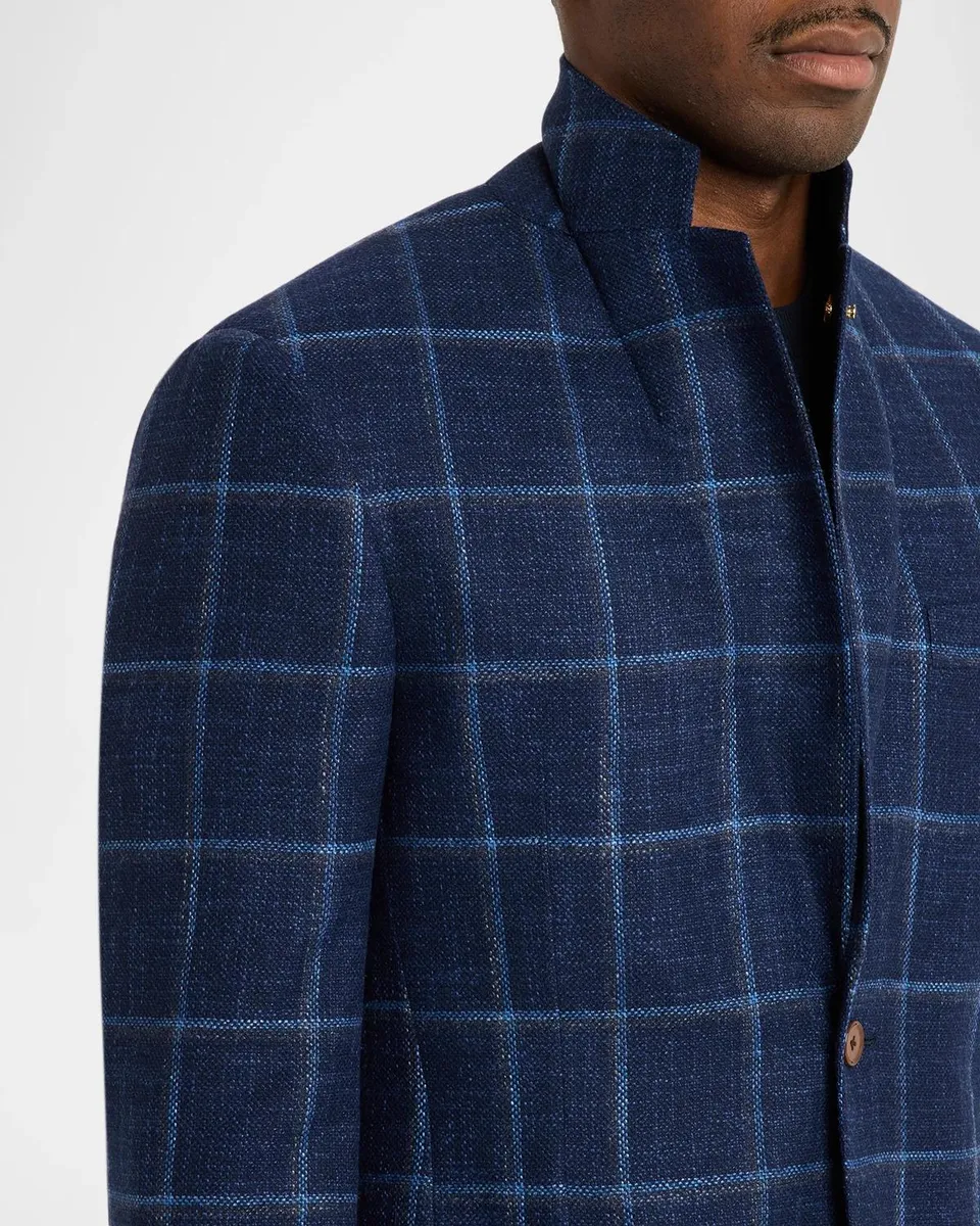 Stefano Ricci Men's Windowpane-Checked Wool-Blend Sport Coat | Thumbnail 7 Stefano Ricci Men's Windowpane-Checked Wool-Blend Sport Coat | Thumbnail 7
