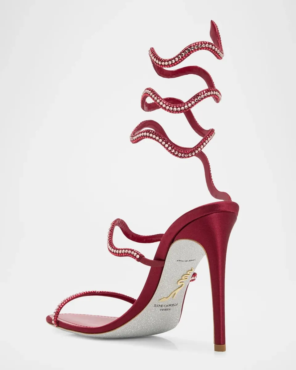 René Caovilla 105mm Embellished Satin Snake-Wrap Sandals | Thumbnail 2 René Caovilla 105mm Embellished Satin Snake-Wrap Sandals | Thumbnail 2