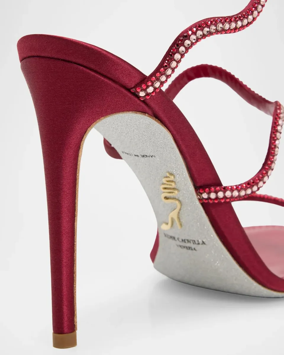 René Caovilla 105mm Embellished Satin Snake-Wrap Sandals | Thumbnail 3 René Caovilla 105mm Embellished Satin Snake-Wrap Sandals | Thumbnail 3
