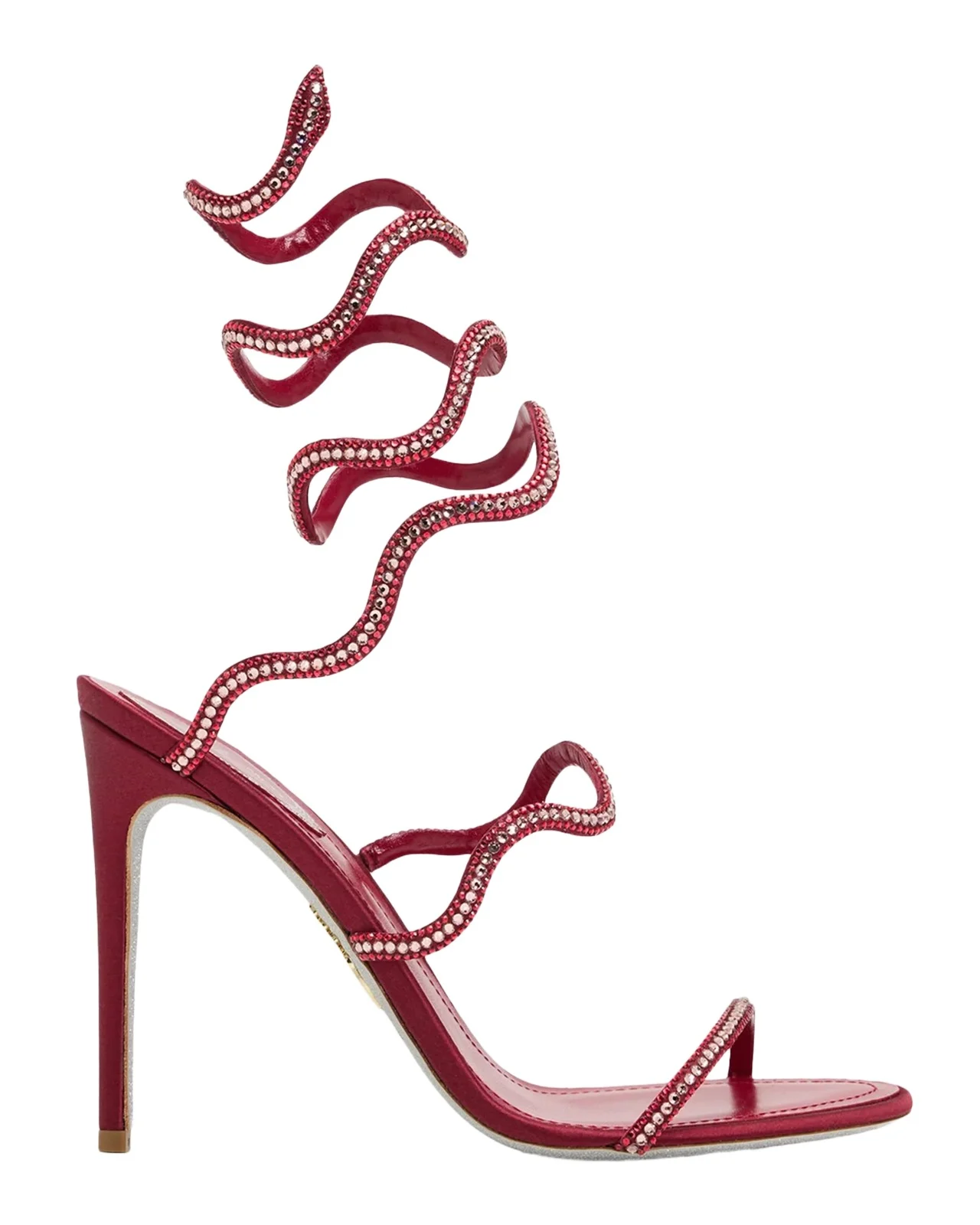 René Caovilla 105mm Embellished Satin Snake-Wrap Sandals