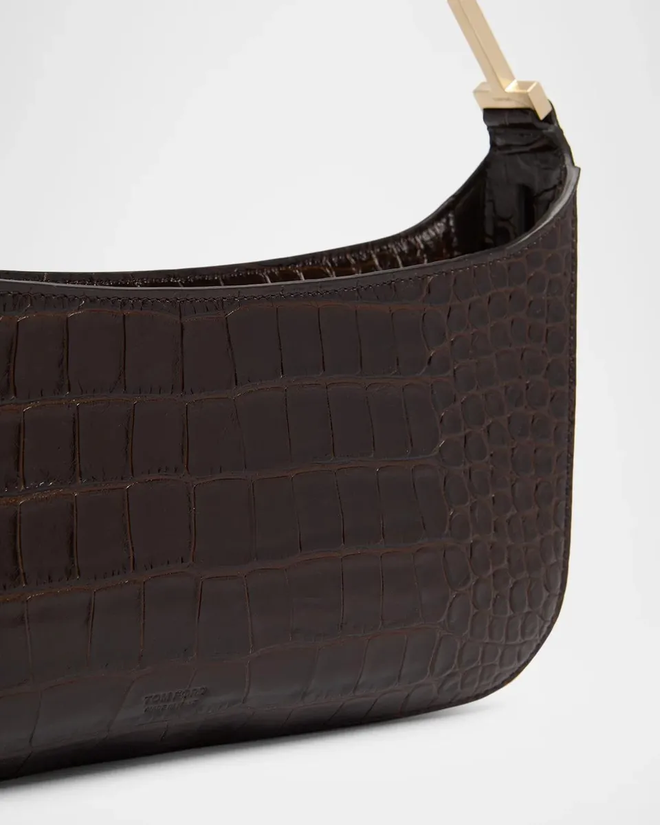 Tom Ford Arc Small Croc-Embossed Leather Shoulder Bag | Thumbnail 6