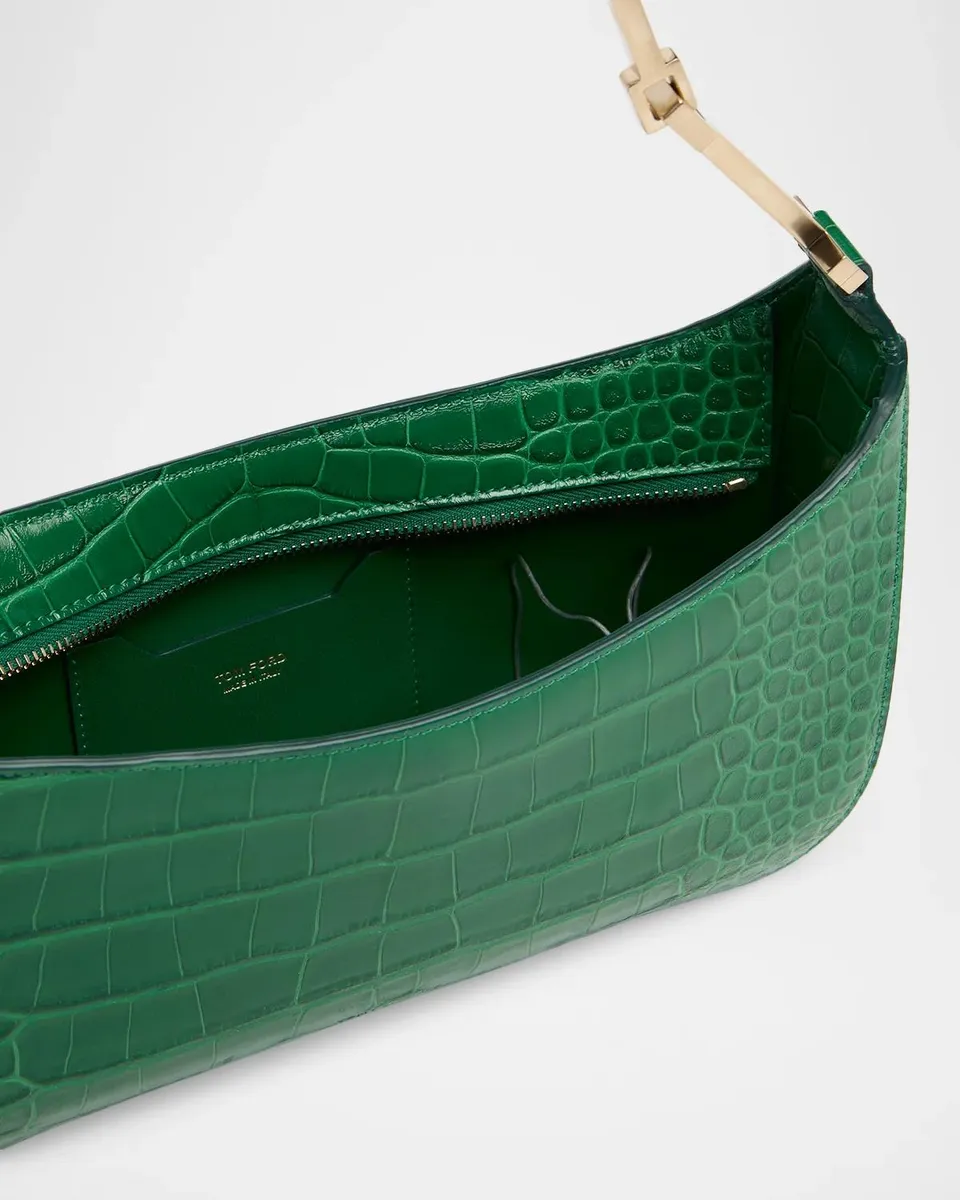 Tom Ford Arc Small Croc-Embossed Leather Shoulder Bag | Thumbnail 4
