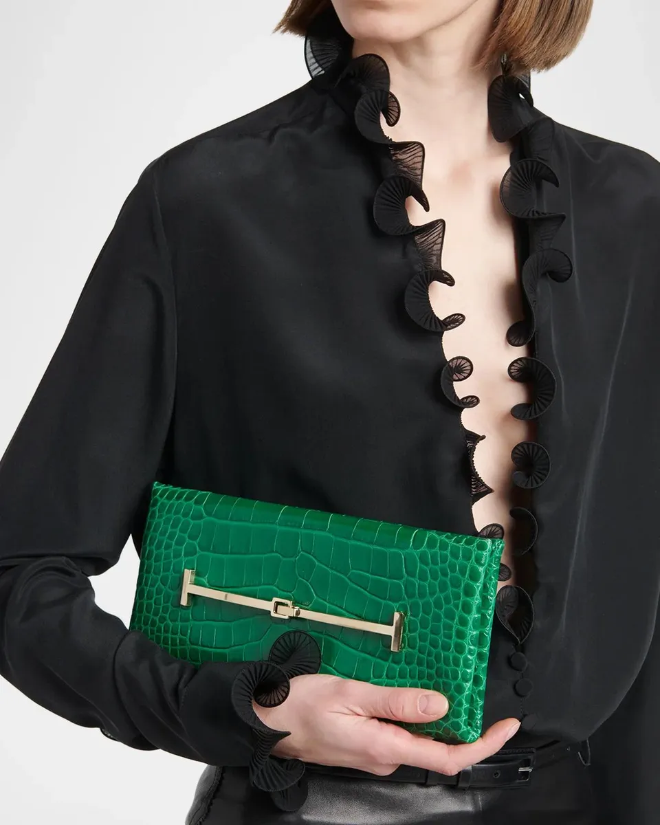 Tom Ford Arc Croc-Embossed Leather Clutch Bag | Thumbnail 2 Tom Ford Arc Croc-Embossed Leather Clutch Bag | Thumbnail 2