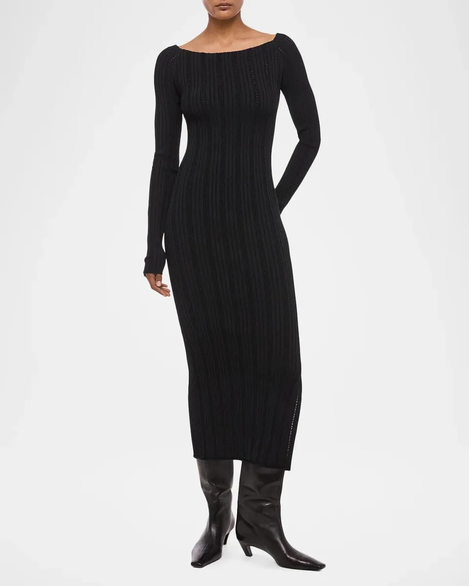 Helmut Lang Ribbed Pointelle Midi Dress | Thumbnail 2