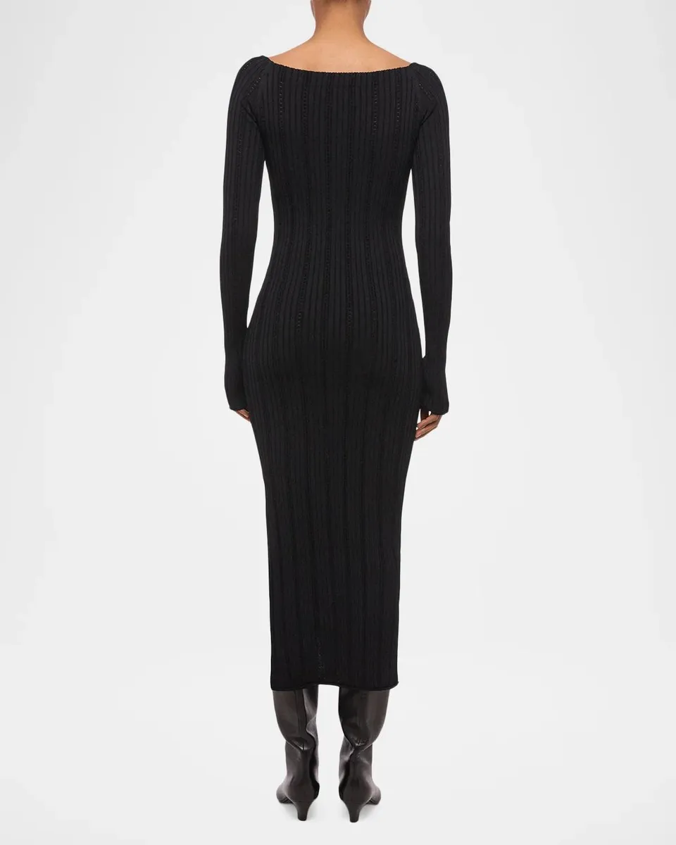 Helmut Lang Ribbed Pointelle Midi Dress | Thumbnail 3