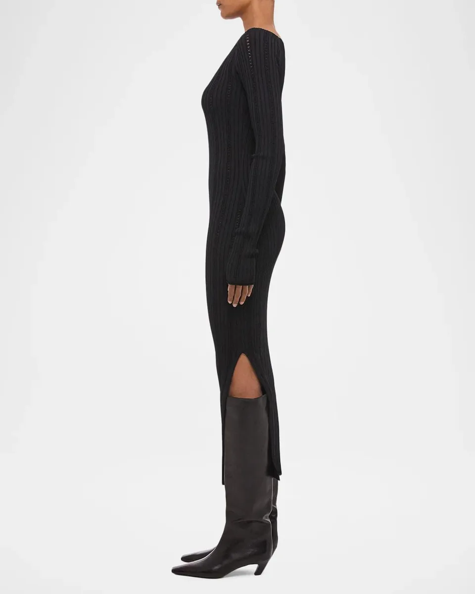 Helmut Lang Ribbed Pointelle Midi Dress | Thumbnail 4