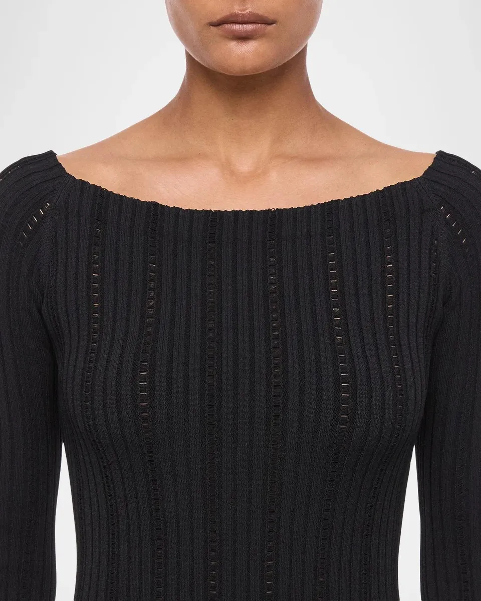 Helmut Lang Ribbed Pointelle Midi Dress | Thumbnail 5