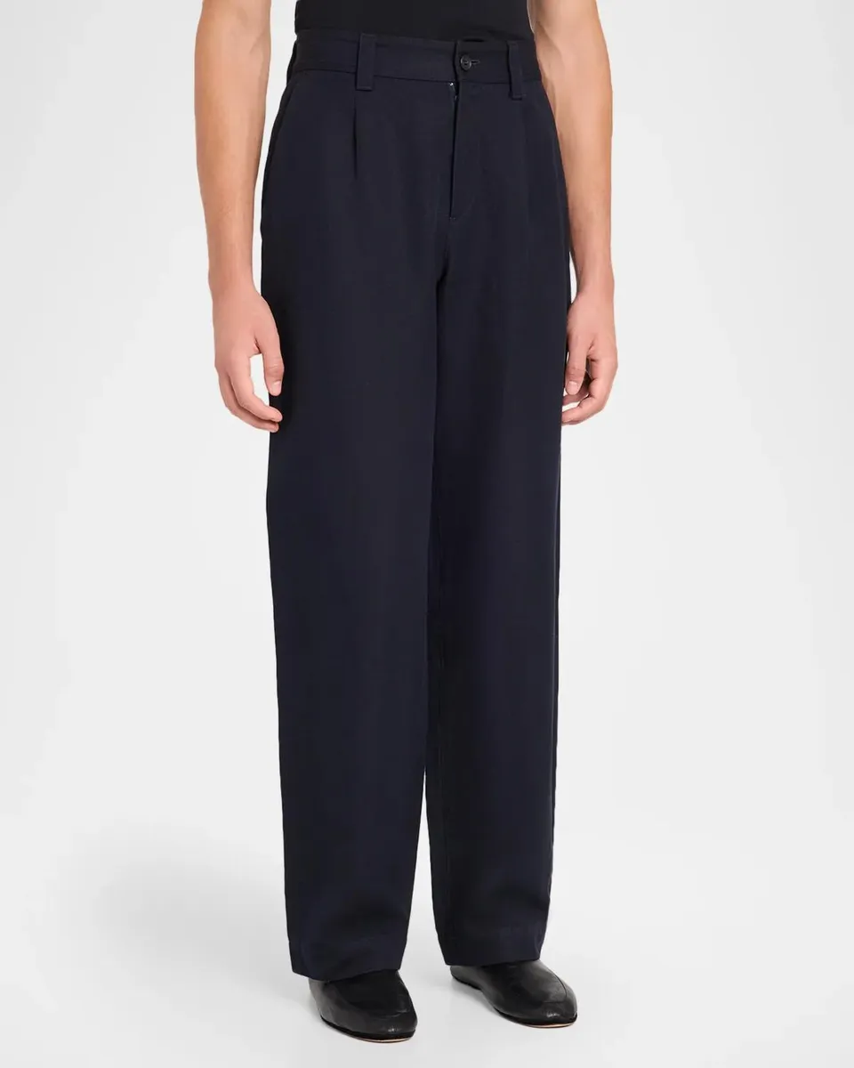 Issey Miyake Men's Relaxed Straight-Leg Pleated Trousers | Thumbnail 4