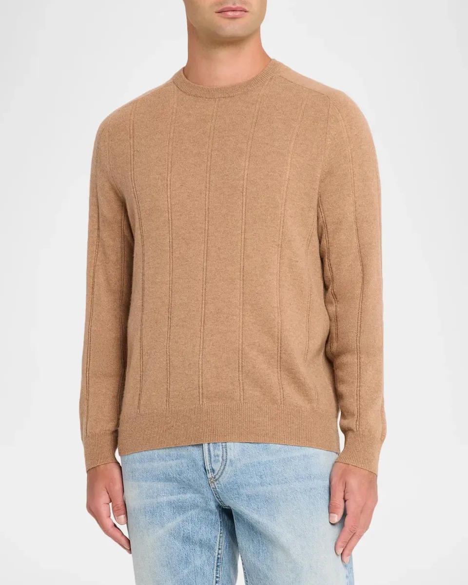 Neiman Marcus Men's Ribbed Cashmere Sweater | Thumbnail 4 Neiman Marcus Men's Ribbed Cashmere Sweater | Thumbnail 4