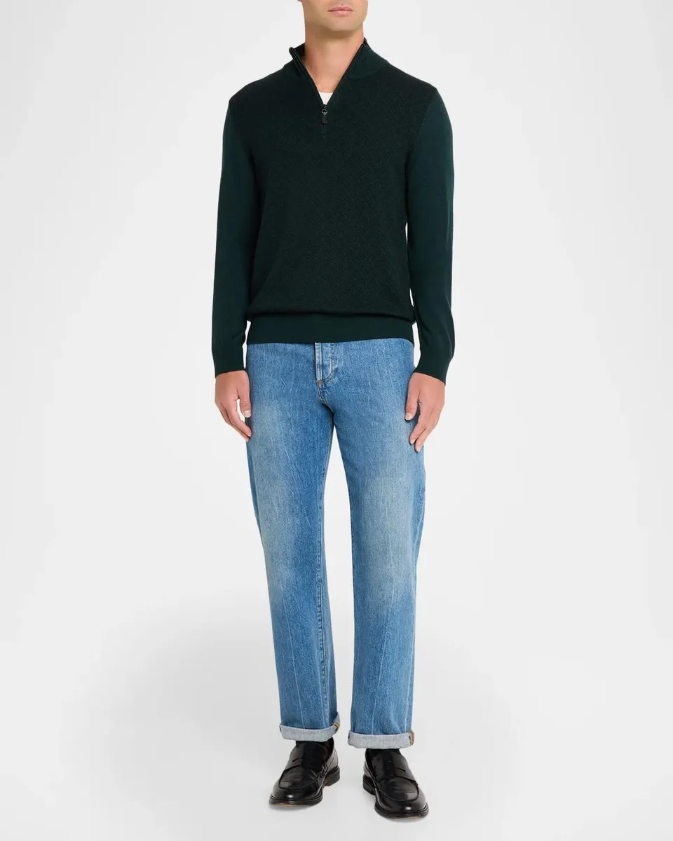 Neiman Marcus Men's Textured Wool Sweater | Thumbnail 2 Neiman Marcus Men's Textured Wool Sweater | Thumbnail 2