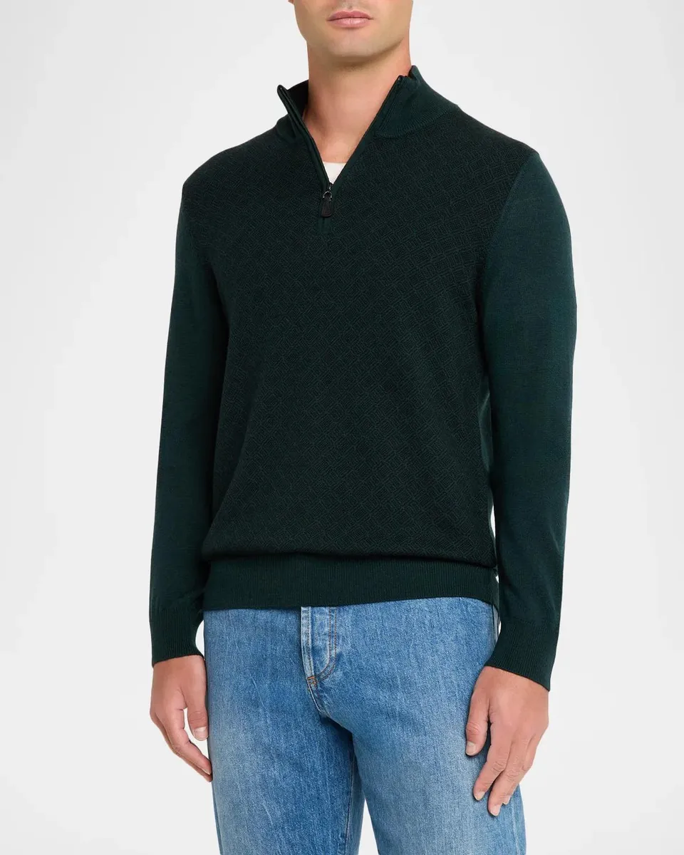 Neiman Marcus Men's Textured Wool Sweater | Thumbnail 4 Neiman Marcus Men's Textured Wool Sweater | Thumbnail 4