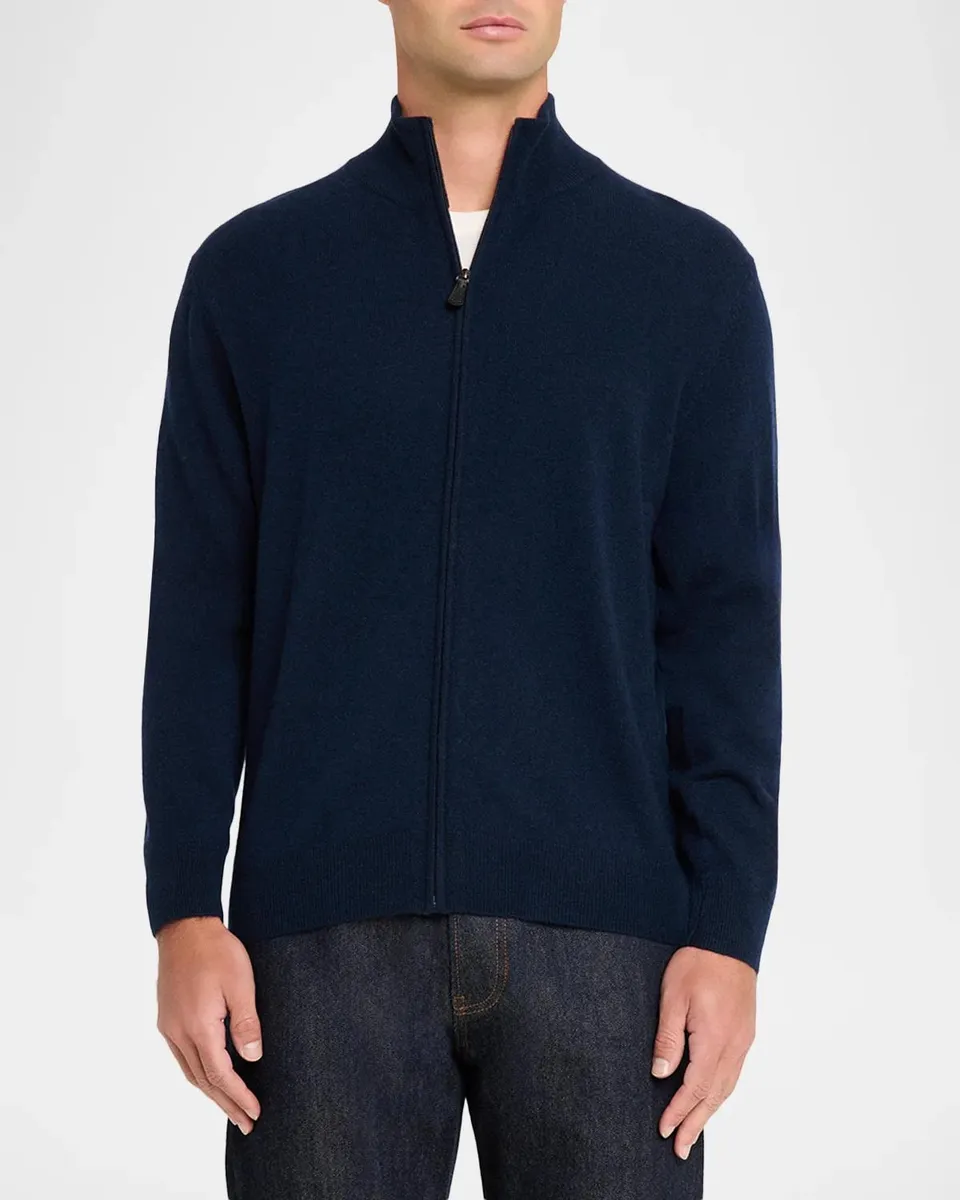 Neiman Marcus Men's Cashmere Zip-Up Sweatshirt | Thumbnail 4 Neiman Marcus Men's Cashmere Zip-Up Sweatshirt | Thumbnail 4