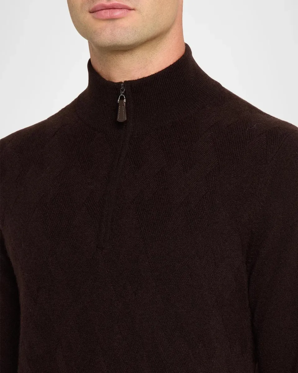 Neiman Marcus Men's Cross-Stitch Cashmere Sweater | Thumbnail 5 Neiman Marcus Men's Cross-Stitch Cashmere Sweater | Thumbnail 5