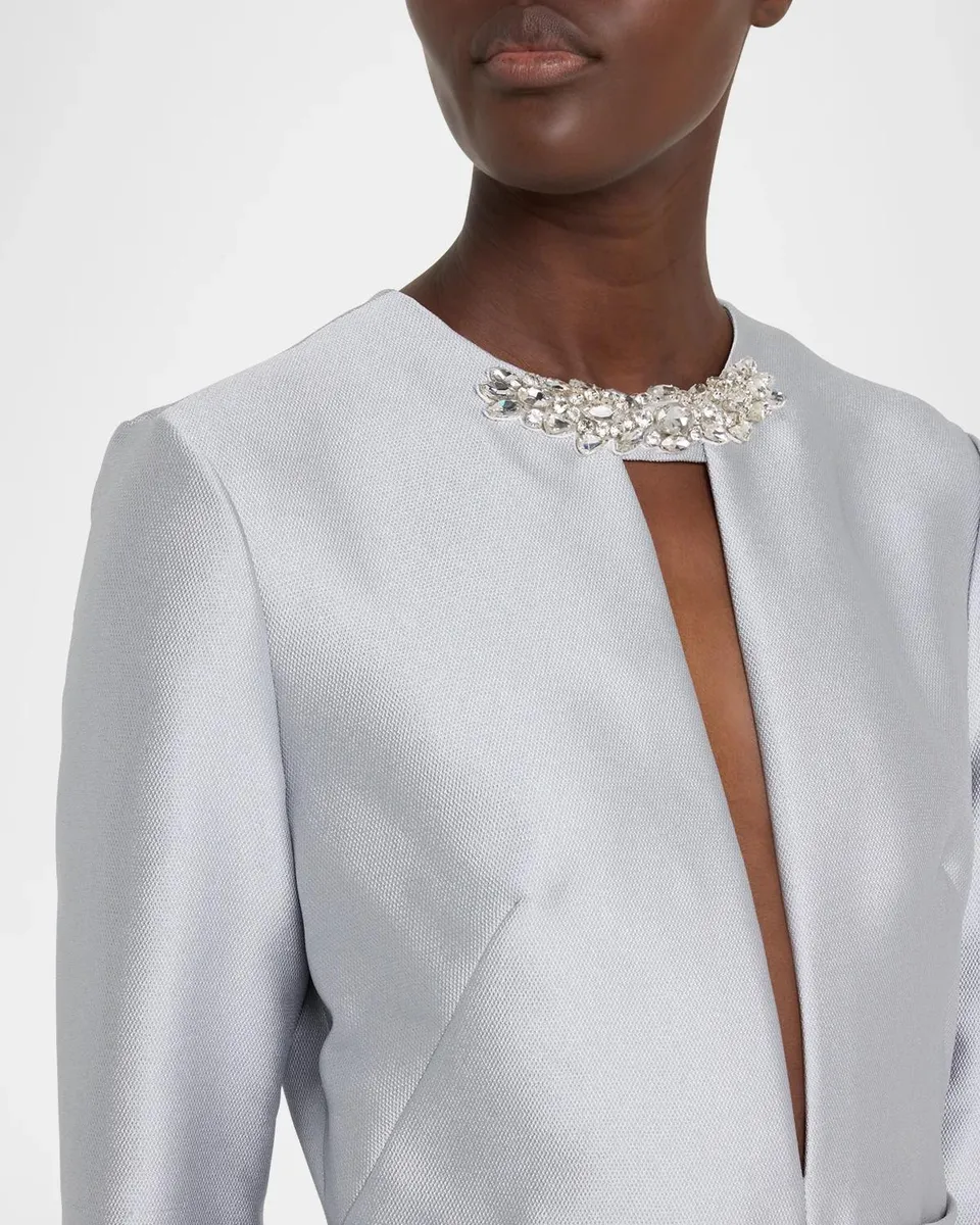 Reem Acra Bead-Embellished Mikado Keyhole Kaftan | Thumbnail 5