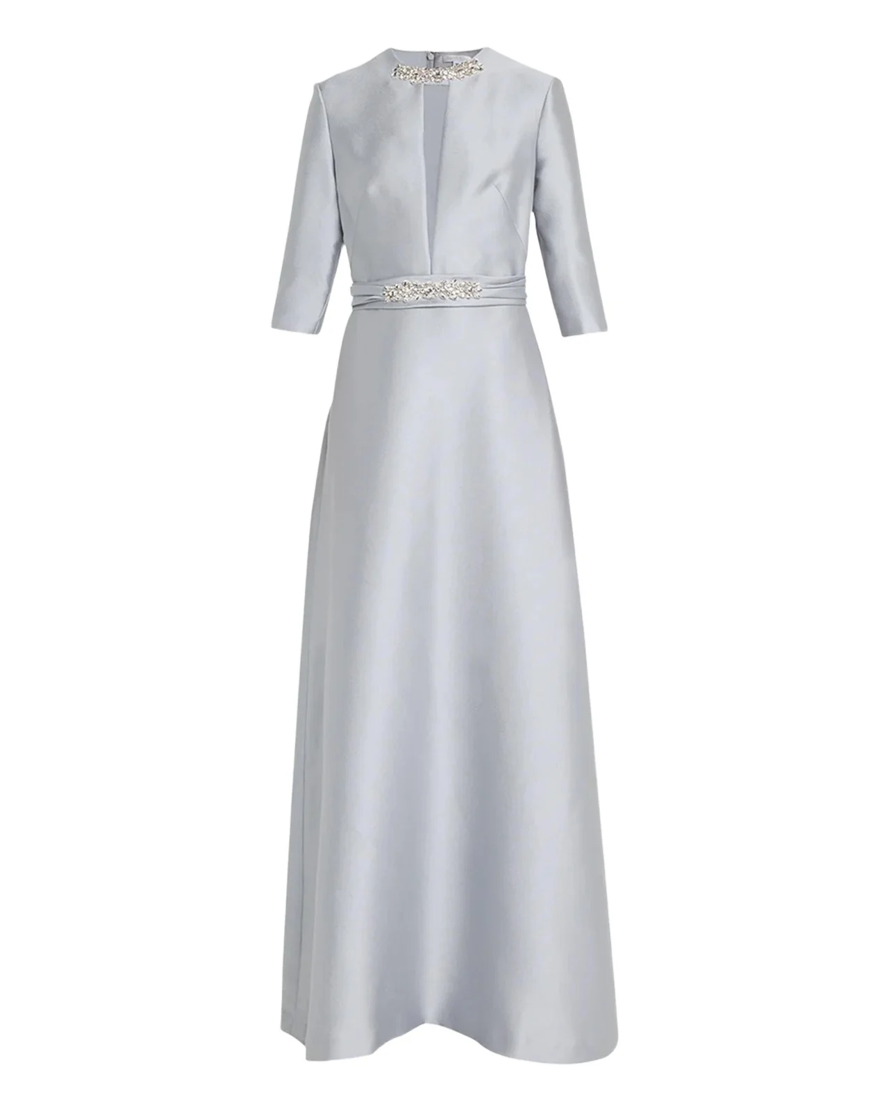 Reem Acra Bead-Embellished Mikado Keyhole Kaftan