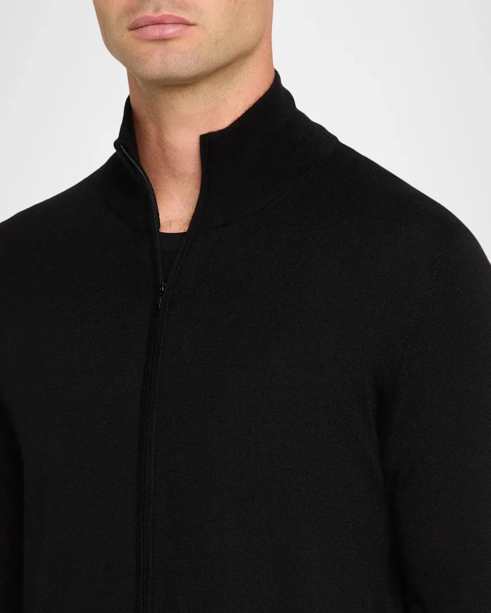 Neiman Marcus Men's Cashmere Zip-Up Sweatshirt | Thumbnail 5