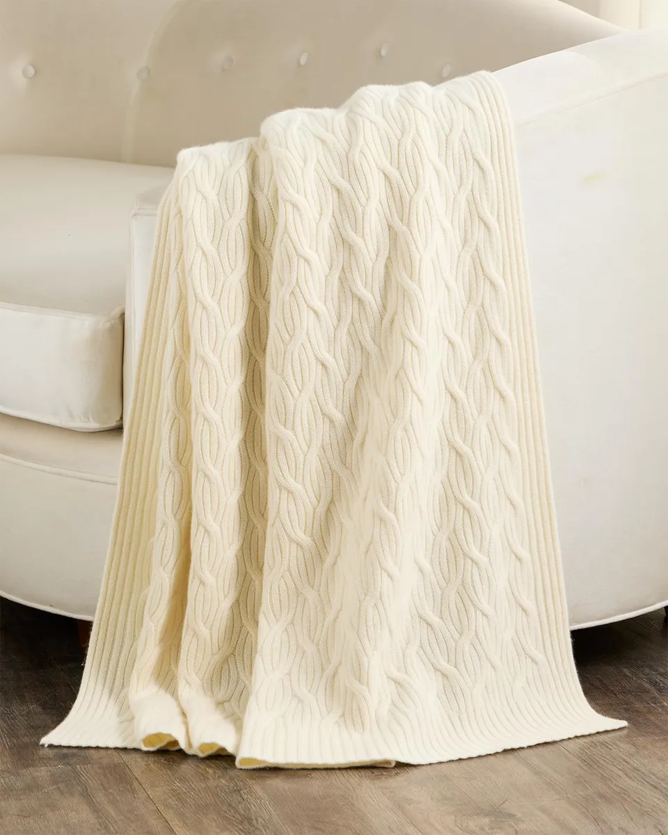 Sofia Cashmere Modern Cable-Knit Cashmere Throw, 56" x 72" | Thumbnail 2 Sofia Cashmere Modern Cable-Knit Cashmere Throw, 56" x 72" | Thumbnail 2