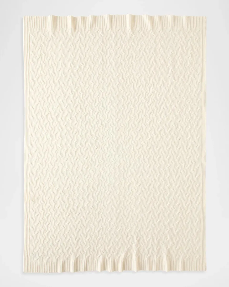 Sofia Cashmere Modern Cable-Knit Cashmere Throw, 56" x 72" | Thumbnail 3 Sofia Cashmere Modern Cable-Knit Cashmere Throw, 56" x 72" | Thumbnail 3