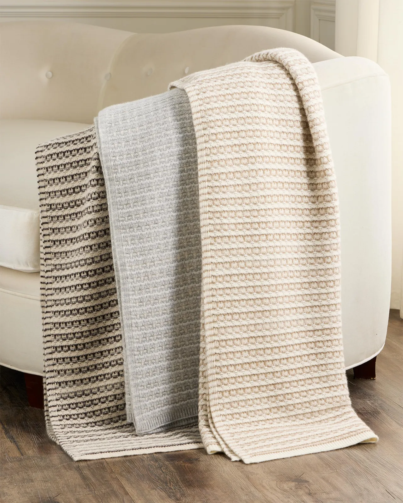 Sofia Cashmere Textured Cashmere Throw Blanket, 56" x 72"