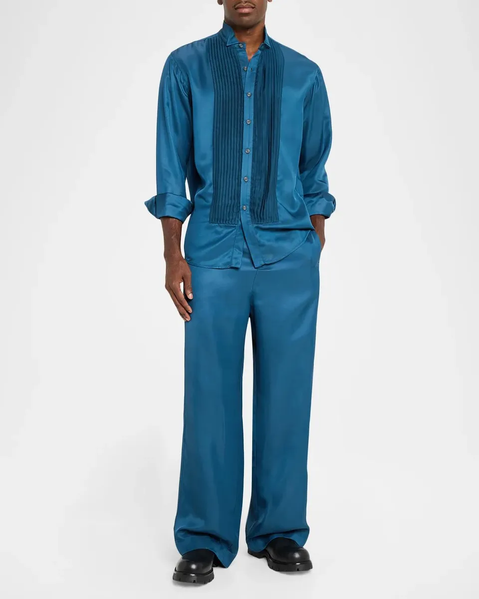 Sanderlak Men's Pleated Bib-Front Tuxedo Shirt | Thumbnail 2 Sanderlak Men's Pleated Bib-Front Tuxedo Shirt | Thumbnail 2