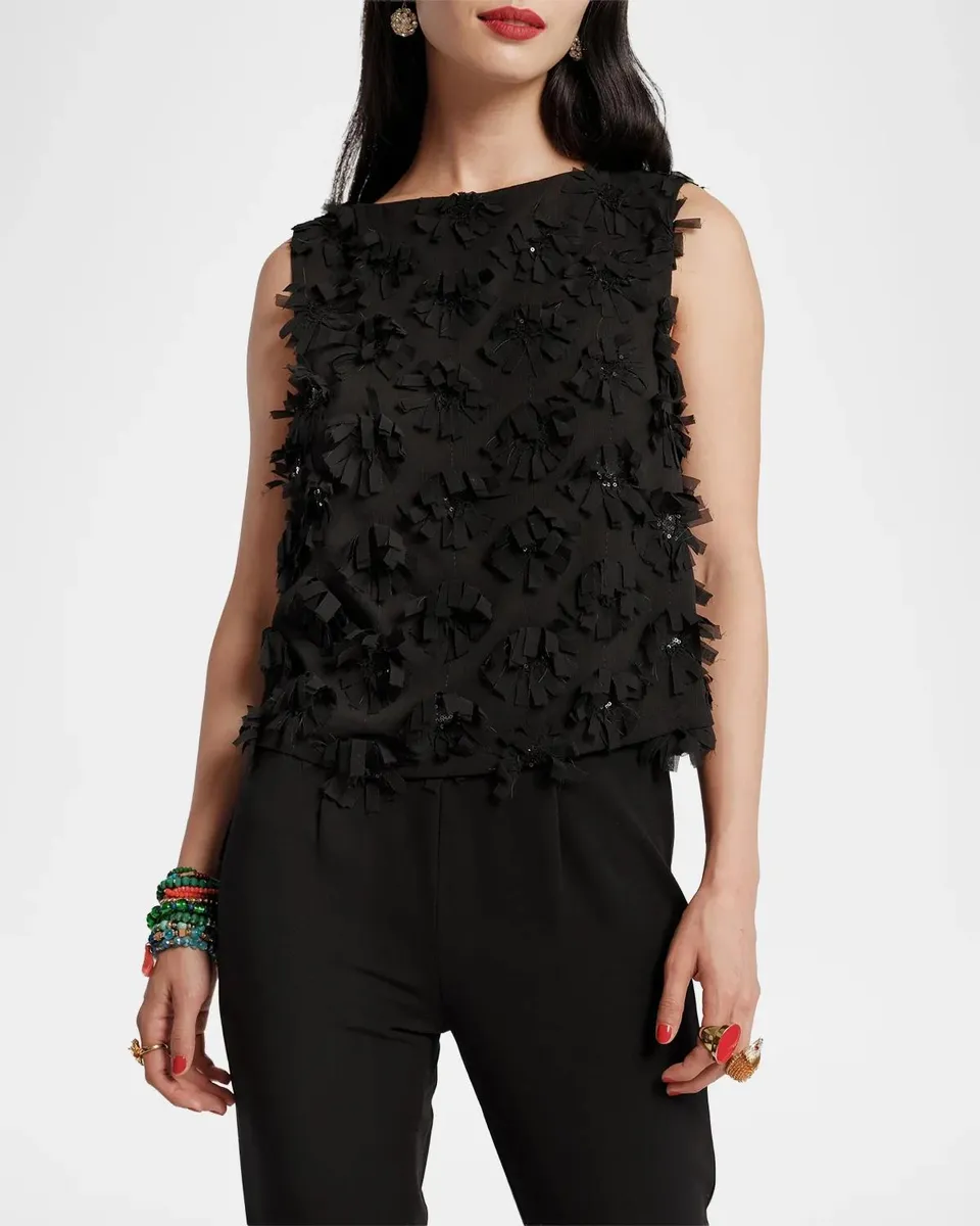 Frances Valentine Cheree Embellished Daisy-Accented Top | Thumbnail 2