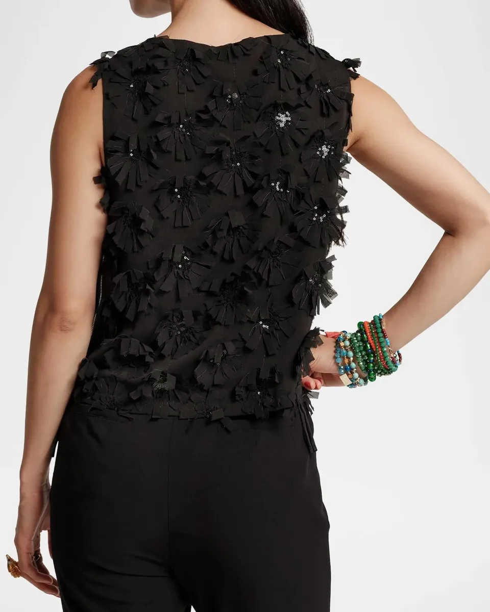 Frances Valentine Cheree Embellished Daisy-Accented Top | Thumbnail 3