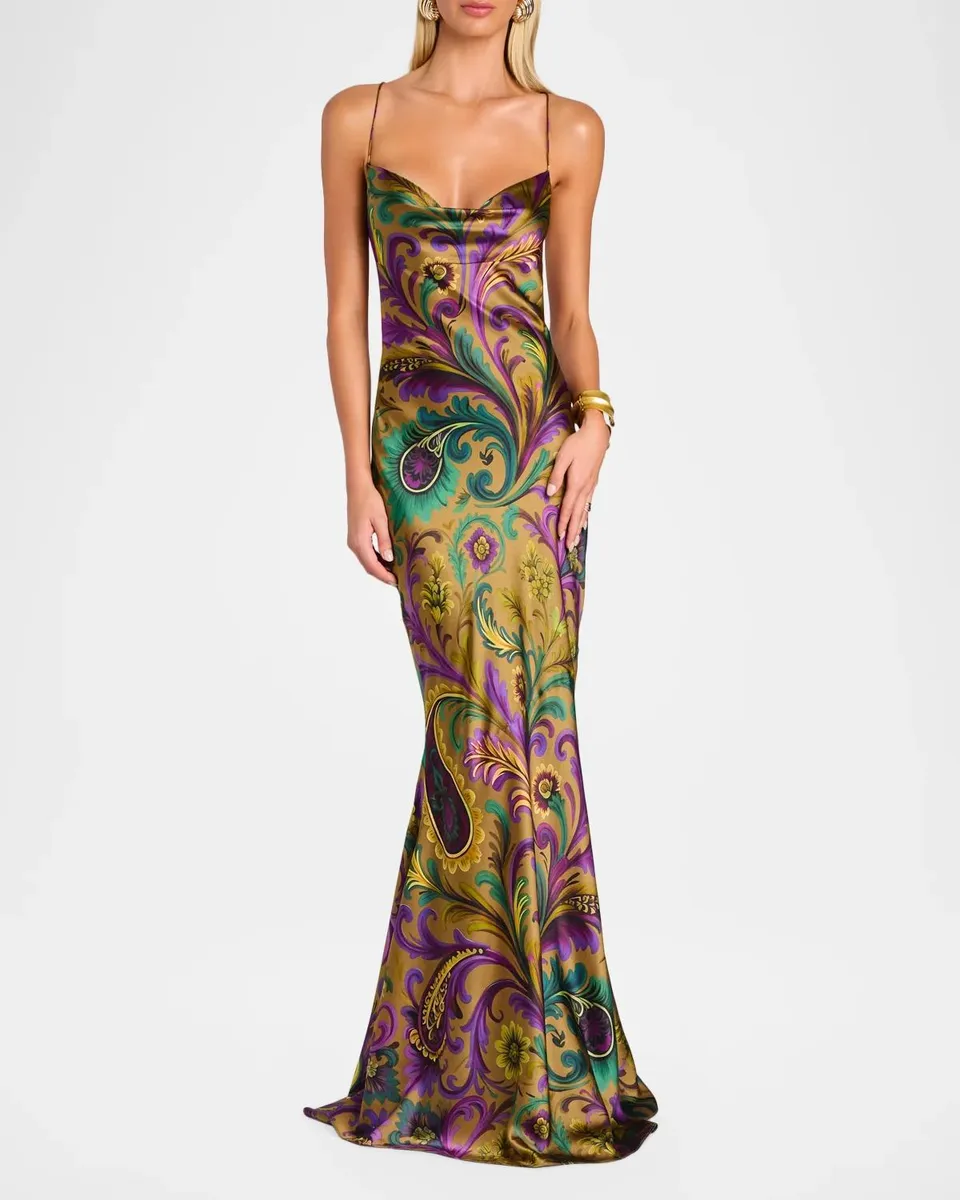 Retrofête Lukka Satin Cowl Gown | Thumbnail 4