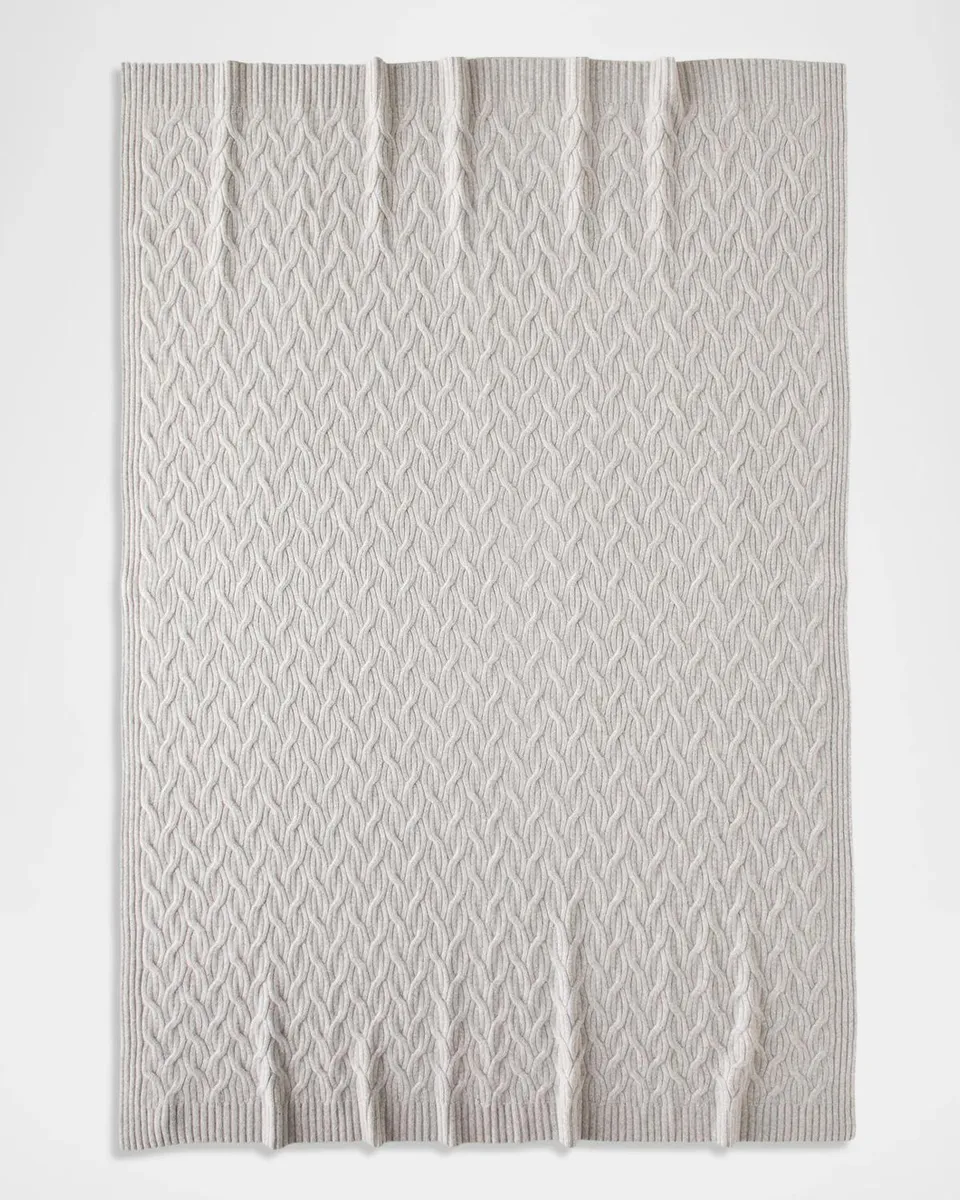 Sofia Cashmere Modern Cable-Knit Cashmere Throw, 56" x 72" | Thumbnail 3 Sofia Cashmere Modern Cable-Knit Cashmere Throw, 56" x 72" | Thumbnail 3