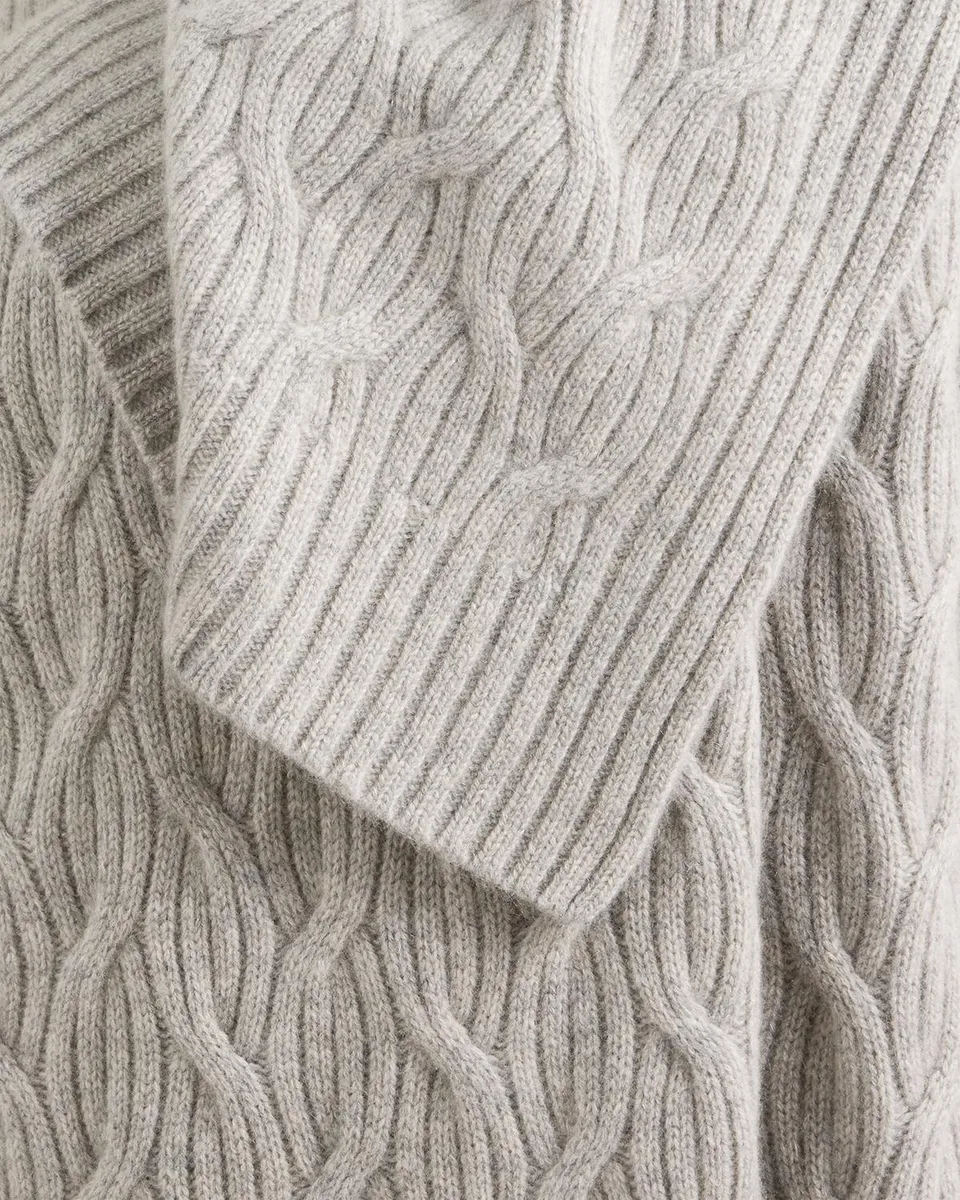 Sofia Cashmere Modern Cable-Knit Cashmere Throw, 56" x 72" | Thumbnail 4 Sofia Cashmere Modern Cable-Knit Cashmere Throw, 56" x 72" | Thumbnail 4